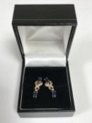 A pair of 9ct gold sapphire and diamond earrings with post fittings