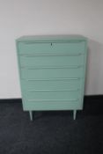 A mid 20th century Danish teak six drawer painted chest