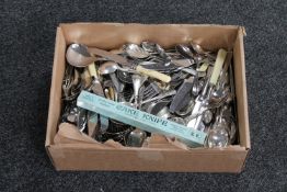 A box of a quantity of assorted flatware