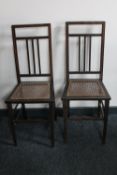 A pair of Victorian inlaid mahogany bedroom chairs