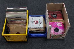 A box and two crates of vinyl records and 78's - various