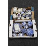 Two boxes of Ringtons china - caddies, teapot,