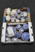 Two boxes of Ringtons china - caddies, teapot,