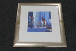 A silvered framed signed limited edition print "Fifth Avenue, New York" number 34/195 by D.