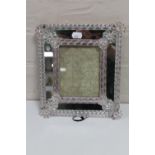 A pink Venetian glass picture frame