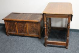 An oak blanket box and a gate leg table CONDITION REPORT: The blanket box is 92cm