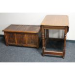 An oak blanket box and a gate leg table CONDITION REPORT: The blanket box is 92cm