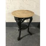 A cast iron Britannia bar table base