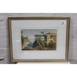 Manner of Antonio Sminck Pitloo : Etruscan landscape, watercolour, 26 cm x 16 cm, framed.