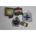 Four assorted vintage car badges - disabled drivers members club, Lincolnshire,