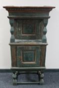 A 19th century hand painted buffet back cabinet CONDITION REPORT: 134cm high by