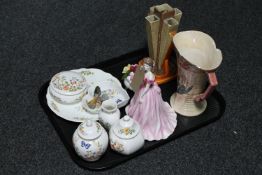 A tray of Coalport figure of the year Sarah, Wade whimsies,