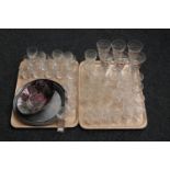 Two trays of assorted drinking sets including a set of six Queen Elizabeth SIlver Jubilee wine