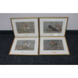 A set of four gilt framed colour lithographic hunting prints