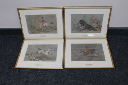 A set of four gilt framed colour lithographic hunting prints