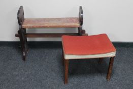A carved organ stool and a dressing table stool