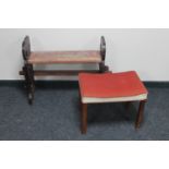 A carved organ stool and a dressing table stool