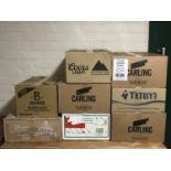 Eight boxes of assorted pub glasses; Carling, Coors,