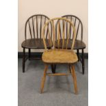 Three beech kitchen chairs