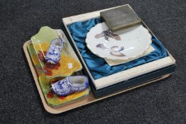 A boxed Birds of Dorothy Doughty Royal Worcester plate, blue/grey gnat catchers,