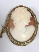 A gold mounted cameo brooch