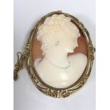 A gold mounted cameo brooch