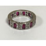 A 9ct gold synthetic ruby and CZ ring, size L1/2 CONDITION REPORT: 4.