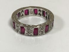 A 9ct gold synthetic ruby and CZ ring, size L1/2 CONDITION REPORT: 4.