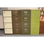 Four metal four drawer filing cabinets