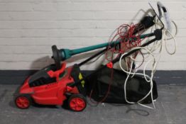 An Estore London electric self drive lawn mower with grass box and lead,