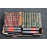 A box of twelve antiquarian leather bound Dickens volumes,