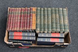 A box of twelve antiquarian leather bound Dickens volumes,