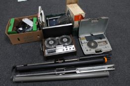 Two boxes of reel to reel player, Synchrodex box,