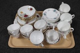 A tray of thirty piece Royal Malvern tea china together with a further seventeen pieces Queen Anne