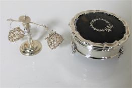 A silver and tortoiseshell dressing table pot (a/f) and a sterling silver figure of a Chinese