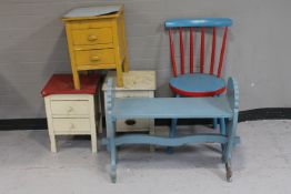 A painted spindle back kitchen chair,