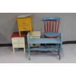 A painted spindle back kitchen chair,