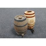 A J Stiff & Son Lambeth Pottery barrel with tap and one other