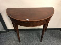 A 19th century inlaid mahogany demi-lune card table,