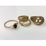 Four 9ct gold rings CONDITION REPORT: 8.