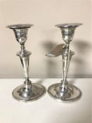 A pair of silver candlesticks, Sheffield 1911,