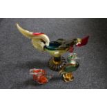 A Venetian glass cockerel together with two further bird ornaments CONDITION REPORT: