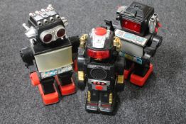 Three 1980's battery operated robots