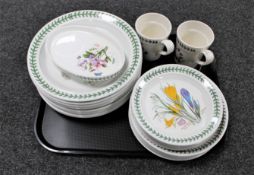 A tray containing twenty-one Portmeirion dinner plates and tea plates together with a pair of