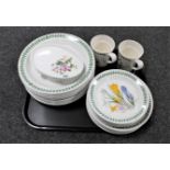 A tray containing twenty-one Portmeirion dinner plates and tea plates together with a pair of