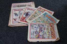 A collection of comics from the 1940's including the Dandy, Beano, Wizard, Tip Top, Chips etc.