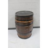 An oak coopered barrel