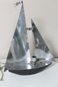 An Art Deco chrome table lamp in the form of a yacht