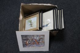 A box of pictures and prints - six colour prints of paddle steamers, two framed Indian prints,