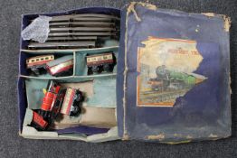 A mid 20th century boxed Hornby tin plate train set in box